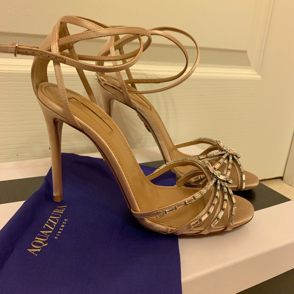 Aquazzura Crystal Spider Sandal Heels Size 37.5 - Picture 3 of 5